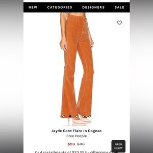 Jayde Cord Flare in Cognac
Free People